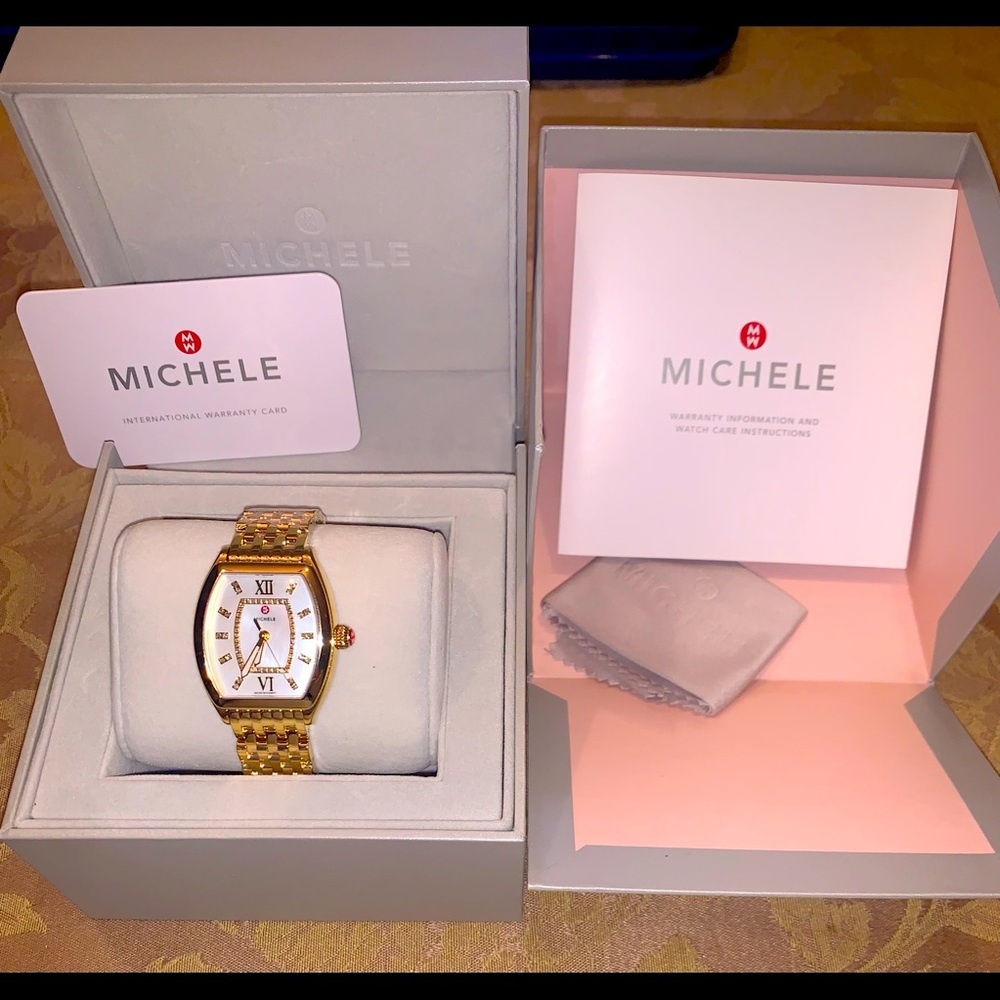 Gold Michele Watch-brand new with tags, box,warranty card & protective covering